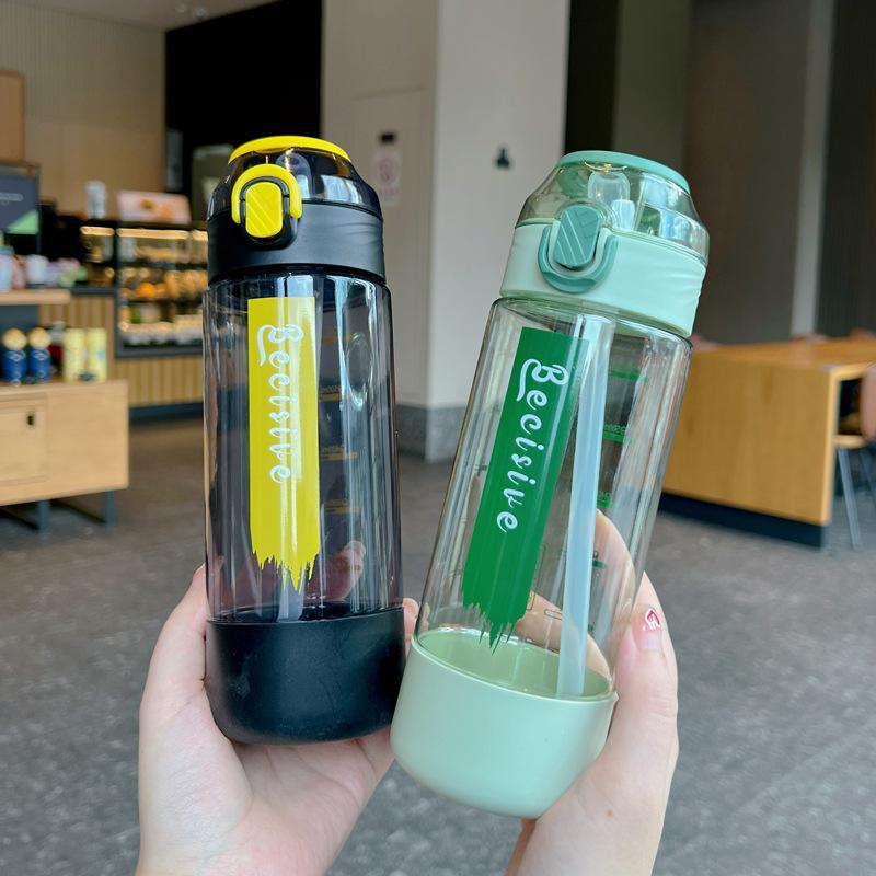 Water bottle summer new high value water cup male and female students food grade straw cup go out sports simple portable water cup