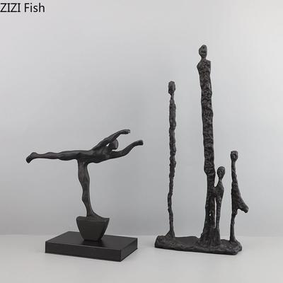 Minimalist Abstract Figures Sculpture Black Cast Iron Ornaments Desk Decoration Metal Character Statue Crafts Modern Home Decor