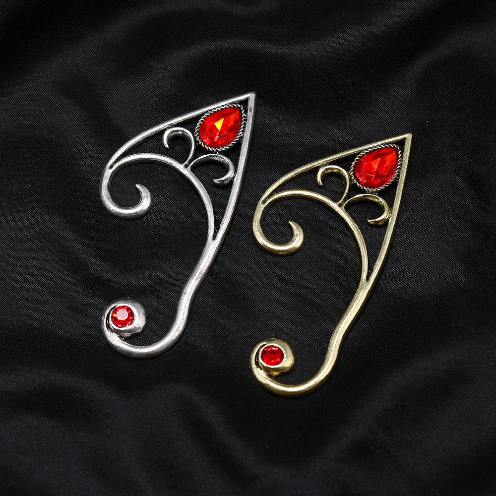 Kreatywne Konturujące Uszy Klipsy na Uszy Wiszące na Uszach Osobowość Czerwony Klejnot Klipsy do Uszu Kolczyki Biżuteria na Uszy