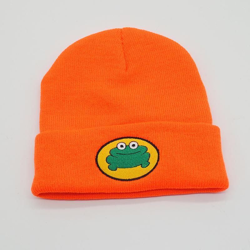 Women's Frog Embroidery Knit Beanie - European & American Hip-Hop Style