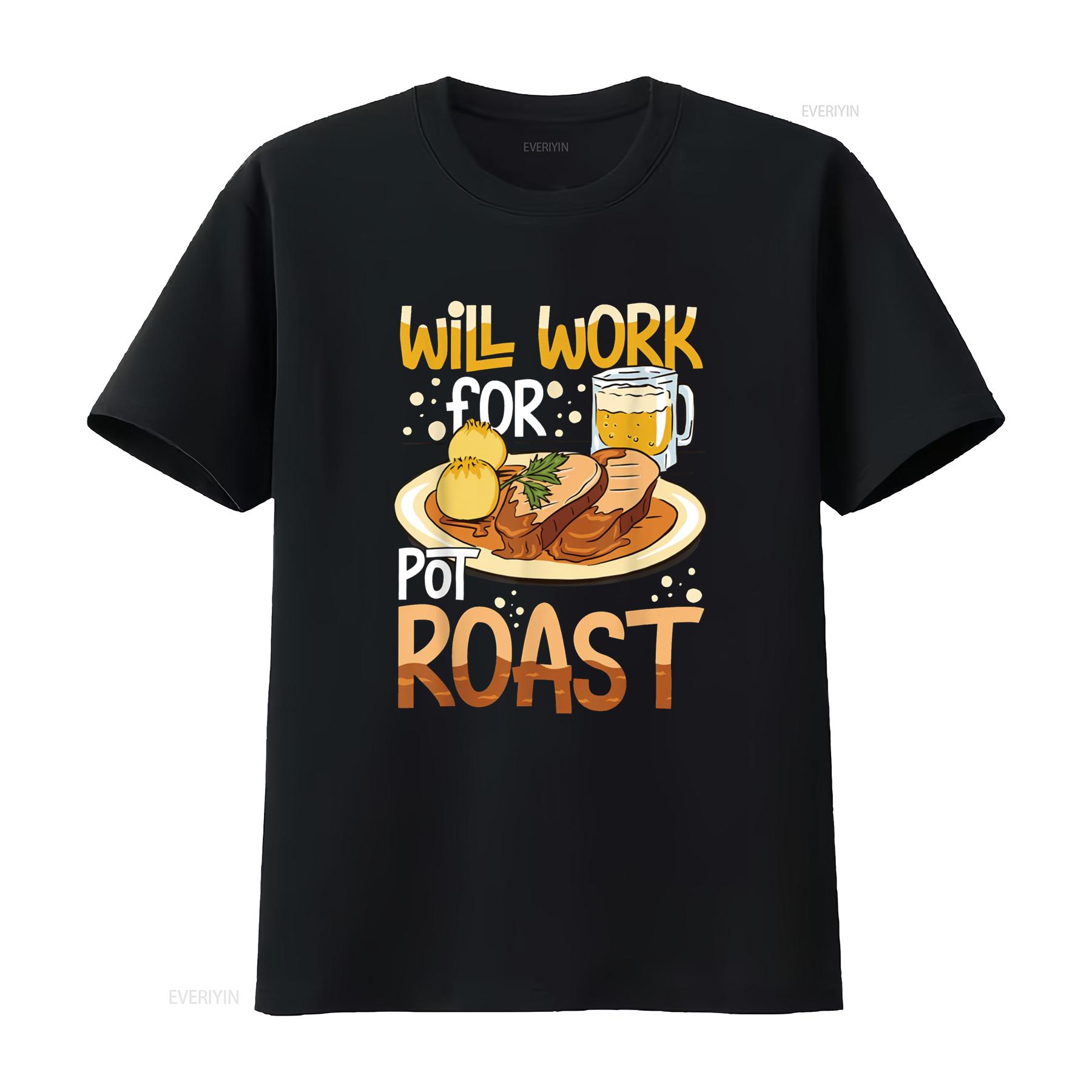 

Pot Roast Recipe Slow Cooker Beef Meat Seasoning T Shirt vintage Washed Versatile Comfortable Soft Casual streetwear fashion 4XL