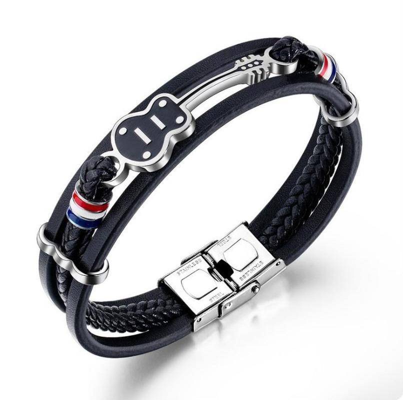 Classic Punk Metal Magnetic Clasp Multilayer Leather Bracelet for Men High Quality Handsome Party Jewelry Male Birthday Gift