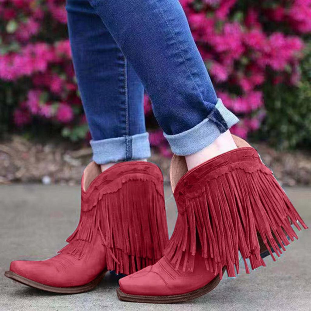 Thick-heeled High-heeled Tassel Sleeve Bootie Short Boots  Boots Women's Boots