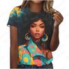 Sexy African Black Girl 3D Print Women's T-Shirts Fashion Casual Short Sleeve T Shirt O-Neck Tees Harajuku Tops Female Clothing