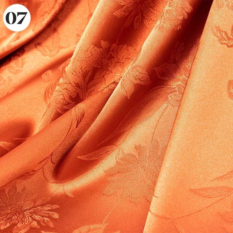 Vintage Kyselina octová Saténová látka Měkký vzor květinových větví Žakárová látka na Oblečení Šaty Sukni Cheongsam DIY Šití Textil