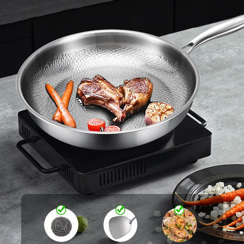 Frying Pan Pancake Pan with Lid Multi Functional Nonstick Cookware Titanium Hammered Skillet For Induction Cooktop Camping