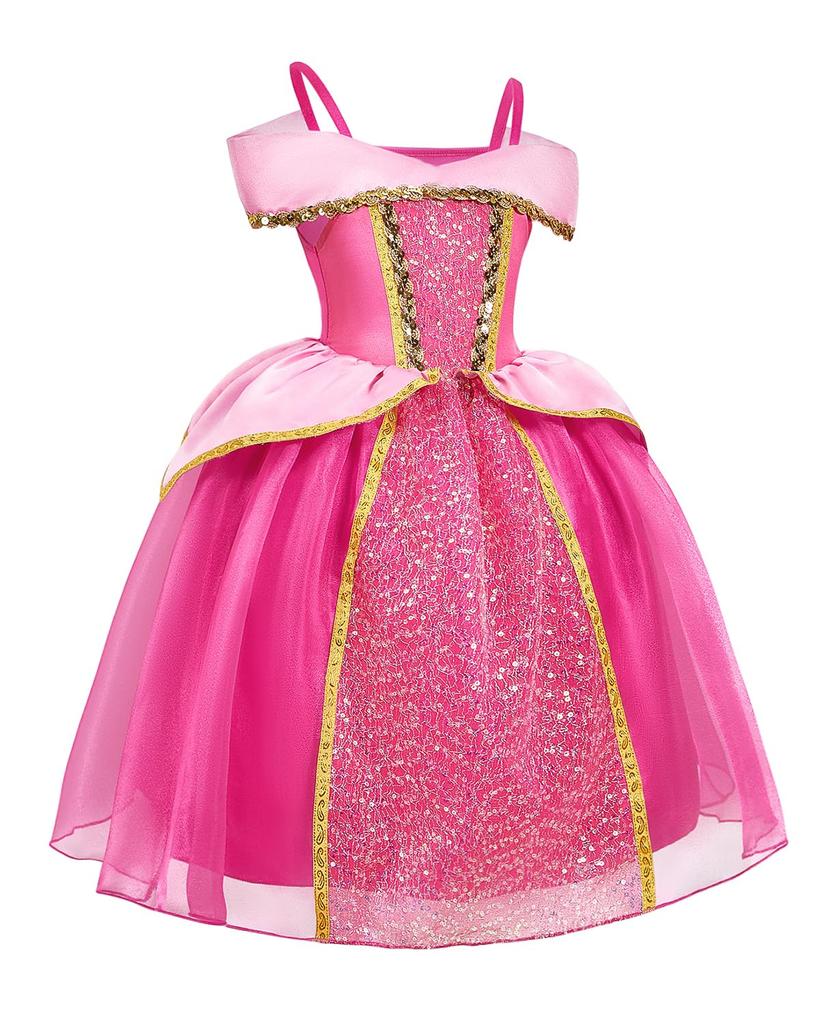 Princess Aurora Dress for Sleeping Beauty Aurora Dress Accessory Kids Costume Set [TYHTYM] Kids, (Princess + Set), 6-Piece (Rose, 110)