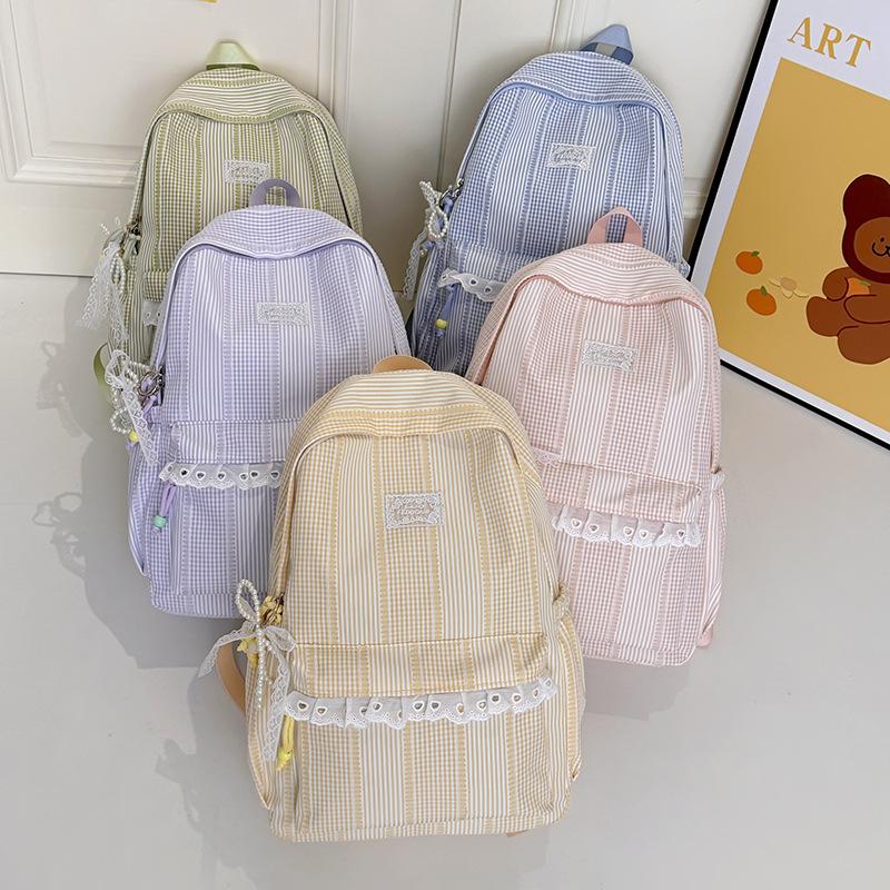School bag new style for women, INS large capacity high school student leisure travel backpack, candy color-block, sweet style backpack