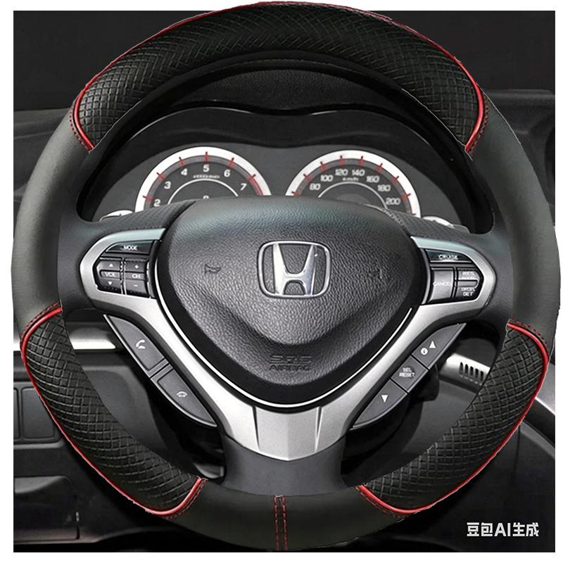 Doe-het-zelf Handgestikte Stuurhoes Zwart Microvezelleer Auto Stuurhoes Voor Honda Spirior Oude Accord