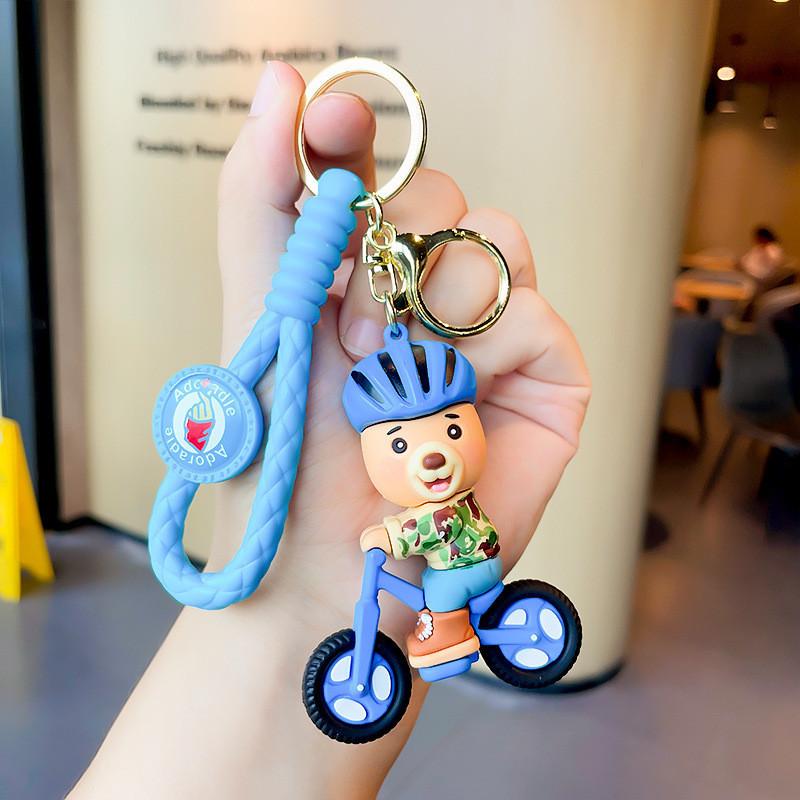Lovely Bear Bicycle Keychain Vibrant Pvc Decoration For Kids Adults And