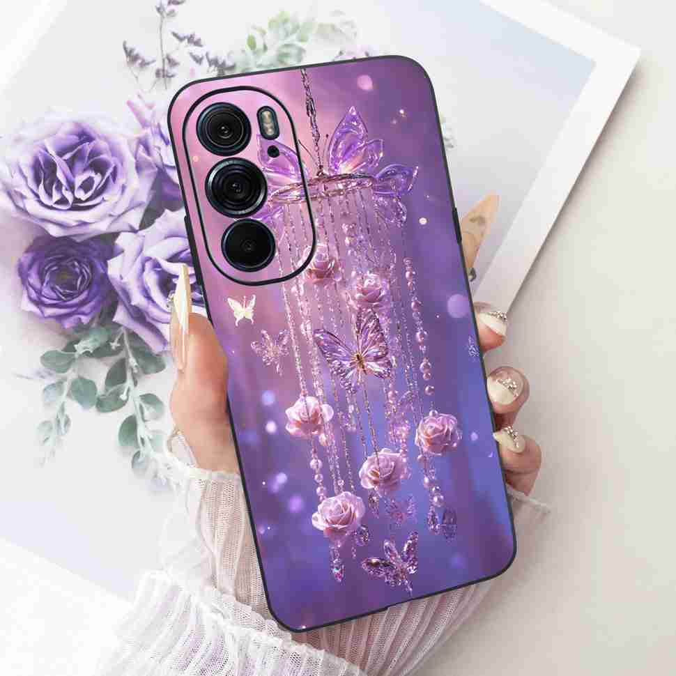 For Motorola Edge X30 5G Case Silicone TPU Black Cover For Motorola Edge X30 x30 XT2201-2 XT2201-6 Colorful Flowers Phone Casing