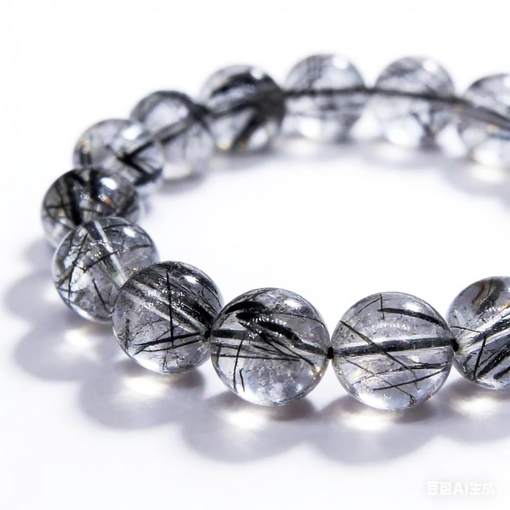 [POWERTONE] Black Rutile Quartz Bracelet [One-of-a-kind] Completely Natural Crystal, Elegant, Carefully Selected, Beautiful, Highly Transparent, Good
