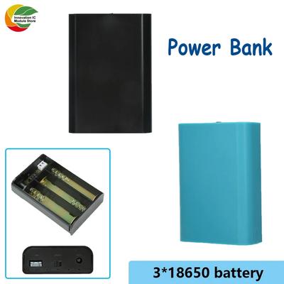 3*18650 Power Bank Case 12V Portable Battery Storage Case Detachable 3P Connector with Battery Level Indicator