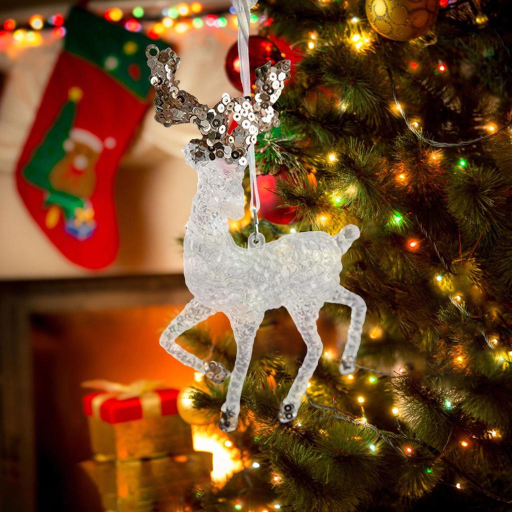 Christmas Tree Pendant Acrylic Ornament Sequin Xmas Decoration Winter Theme for Nursery