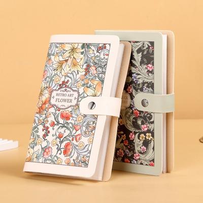 A6 Button Notebook for Money Anti-splash Water Flower Printed Cash Budget Ledger Academic Weekly Agenda Daily Plan