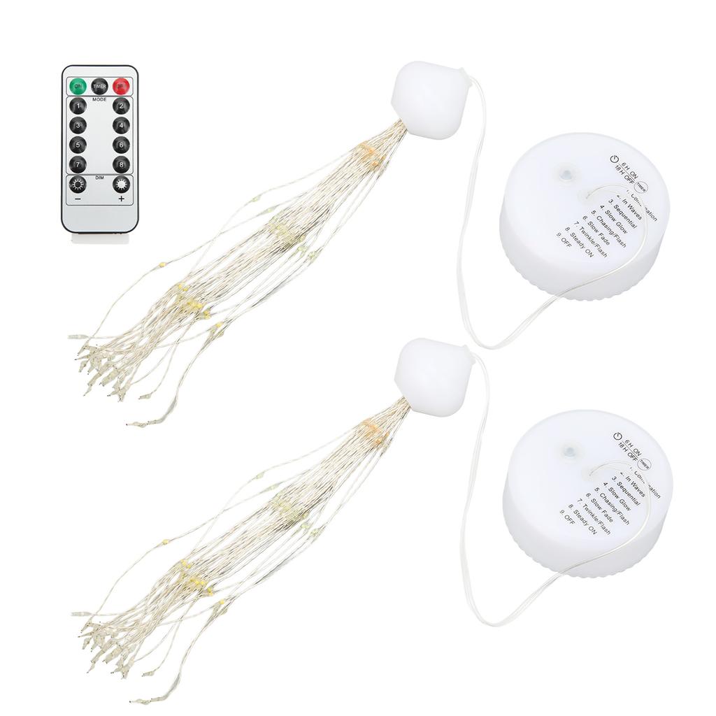2Pcs LED Decorative Lights 8 Modes DIY Hanging Solar Decorative Lights with Remote Control for Outdoor Courtyard