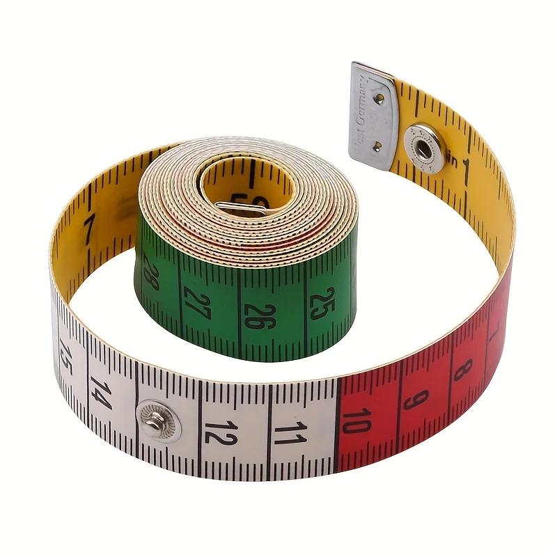 1Pc Quality Soft Tape with Snap Fasteners Soft Multicolor Measuring Tape Dual Sided Tape Measure Needlework Sewing Tool