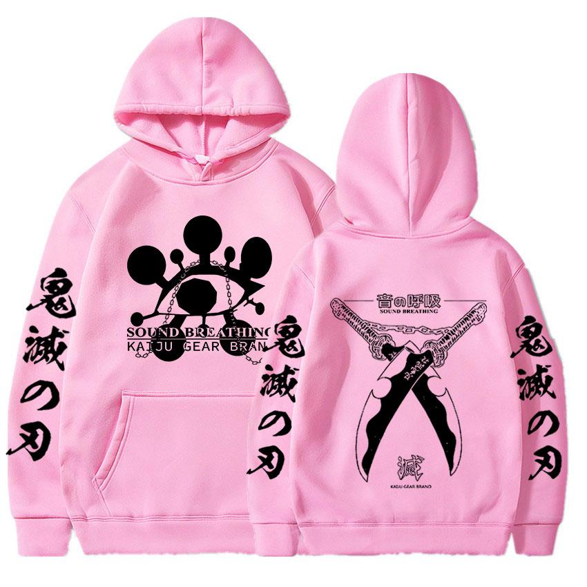 Anime Demon Slayer Hoodie Tengen Uzui Sound Breathing Doppelseitige Kapuzenpullover Herren Damenmode Übergroße Hoodies Streetwear