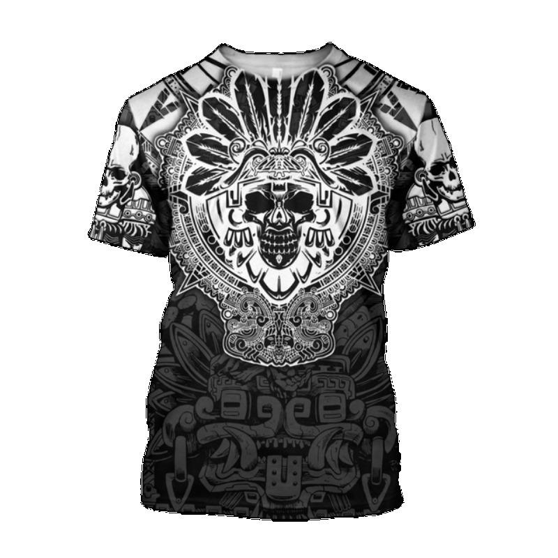 Summer Trend Harajuku Mexican Aztec Quetzon Men's Casual T-shirt Street Fashion Classic Retro O-neck Loose Senior 3D Printed Top