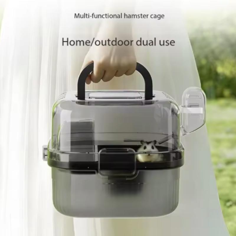 Large Capacity Chinchilla Cage with Water Translucent Hamster Travel Carry Case Breathable Small Animal Carrier Hamster Habitat
