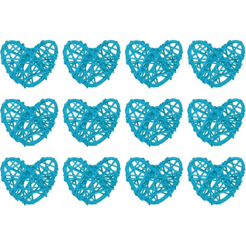 MECCANIXITY 12Pcs Heart Shaped Rattan Ball Vase Filler Natural Rattan for Valentine's Day Decoration Wedding Home Decoration Black 2 In