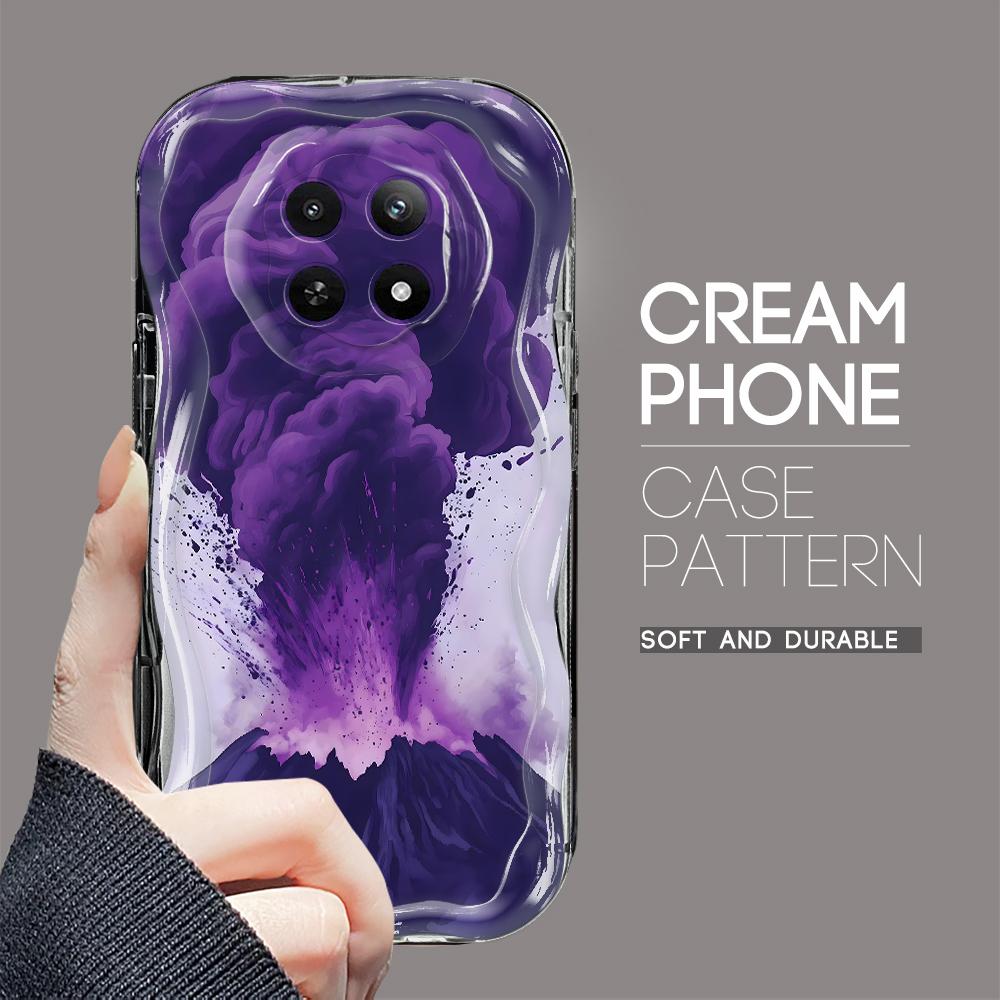 Kreslený vzor krémová textura pouzdro vlnitý okraj měkký silikonový kryt pouzdro na telefon pro OPPO Reno Realme OnePlus Vivo