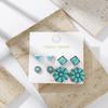 Vintage Bohemian Turquoise Floral Geometric Round Earrings 4 Pair Set