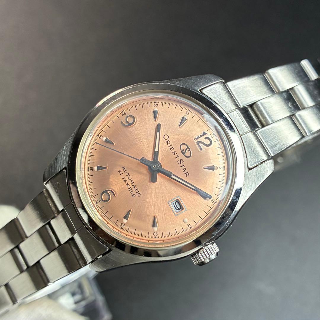 [Good item, movable item] Orient Star wristwatch, automatic winding, reverse side, pink, genuine item