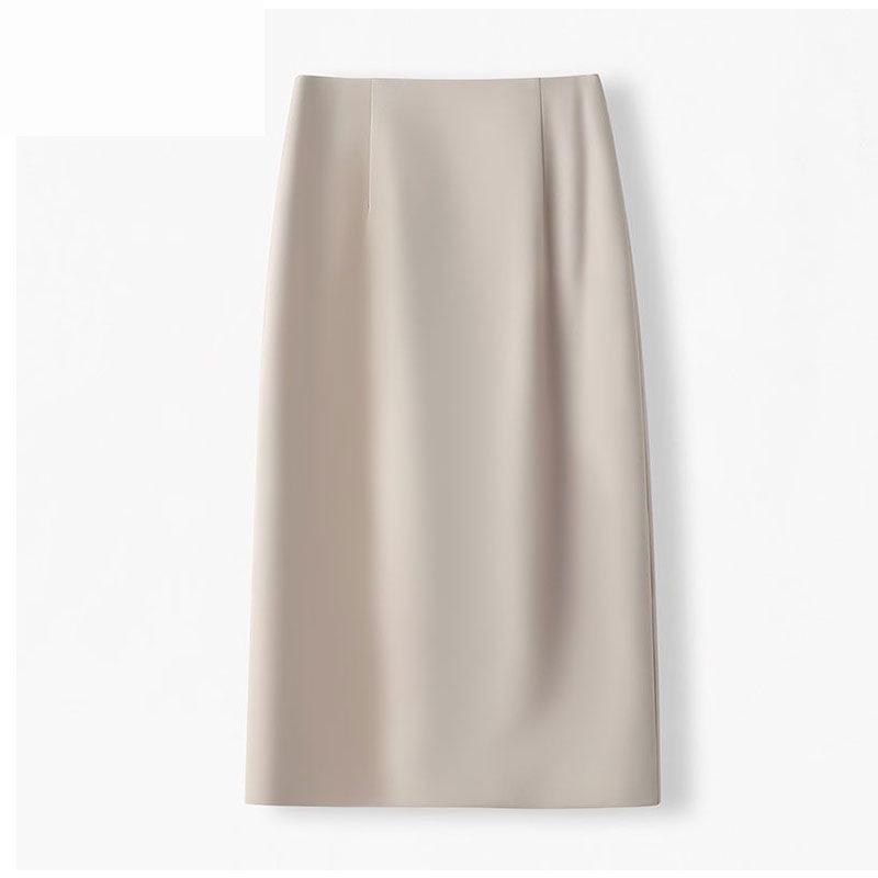 Women's Spring/Autumn 2024 High Waist Midi Pencil Skirt - Slimming A-Line Style