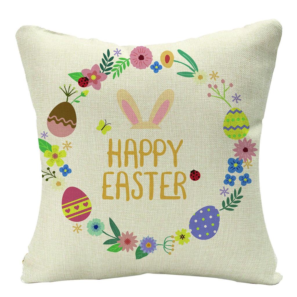 New Easter Bunny Linen Pillow Cover Home Sofa Pillow Cushion Cover