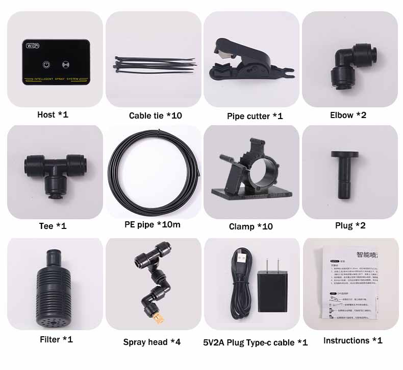 WiFi Rainforest Irrigation Timer Watering System Fog Nozzles Irrigation Kit Automatic Spray Misting Plant Watering System