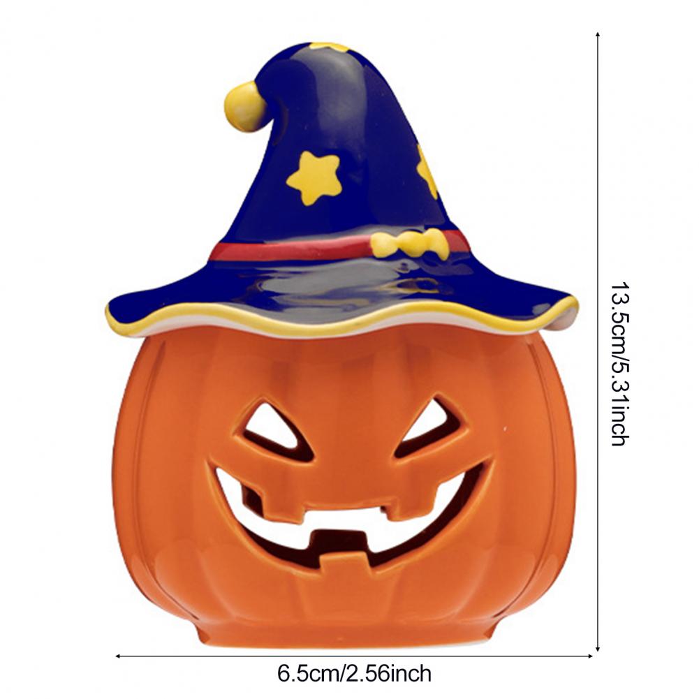 Decorazione Zucca Festiva Portacandele Zucca di Halloween Zucca di Ceramica Spettrale di Halloween Portacandele a Lumino Teschio Vintage per la Casa