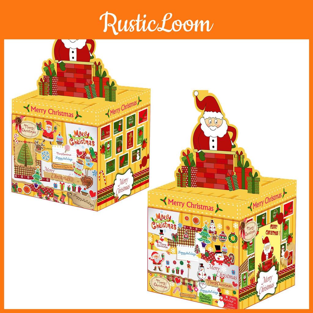 Themed Christmas Yellow Gift Box Santa Claus Print For Gift Holiday Decoration