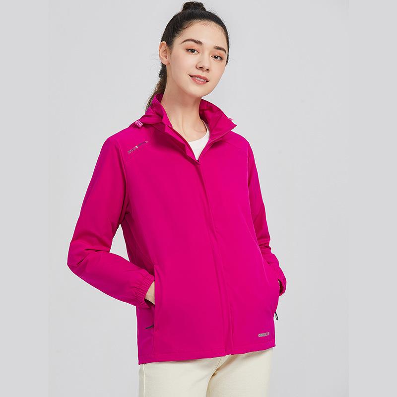 Single Layer Hooded Jacket Women's Large Size Hiking and Hiking Clothing Outdoor Casual Sports Windbreaker Jacket