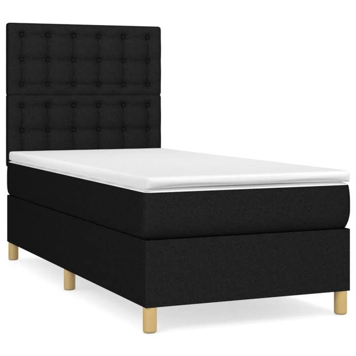 Maison Exclusive - Sommier à lattes de lit avec matelas Noir 90x200 cm Tissu
