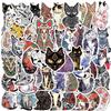 10/50Pcs Cartoon Tattoo Cat Stickers Mysterious Cat Graffiti Stickers for DIY Luggage Laptop Skateboard Motorcycle Bicycle Stickers