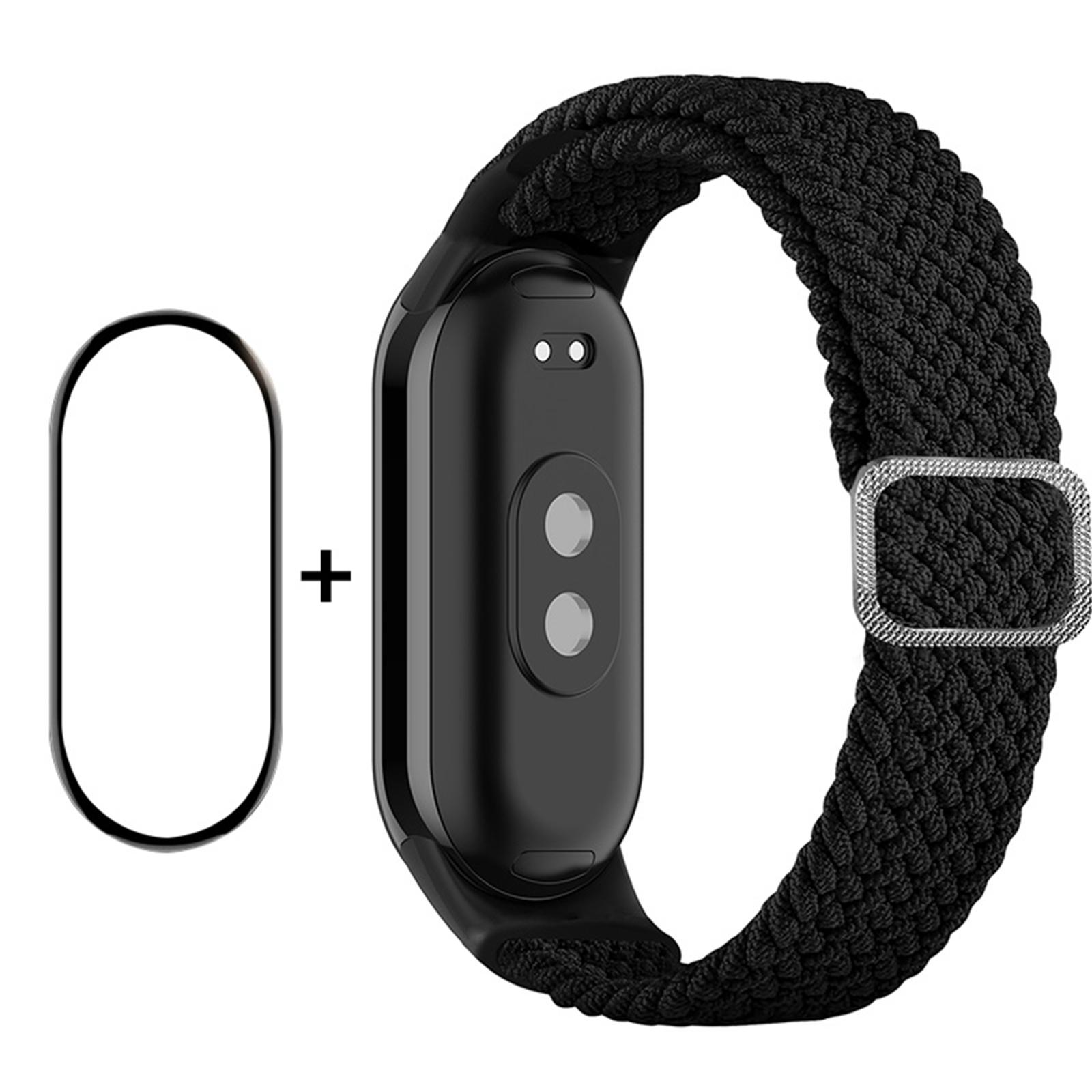 

ENKAY HAT-PRINCE For Xiaomi Smart Band 9 NFC/9/8 NFC/8 Watch Band Nylon Strap with PMMA Film Black