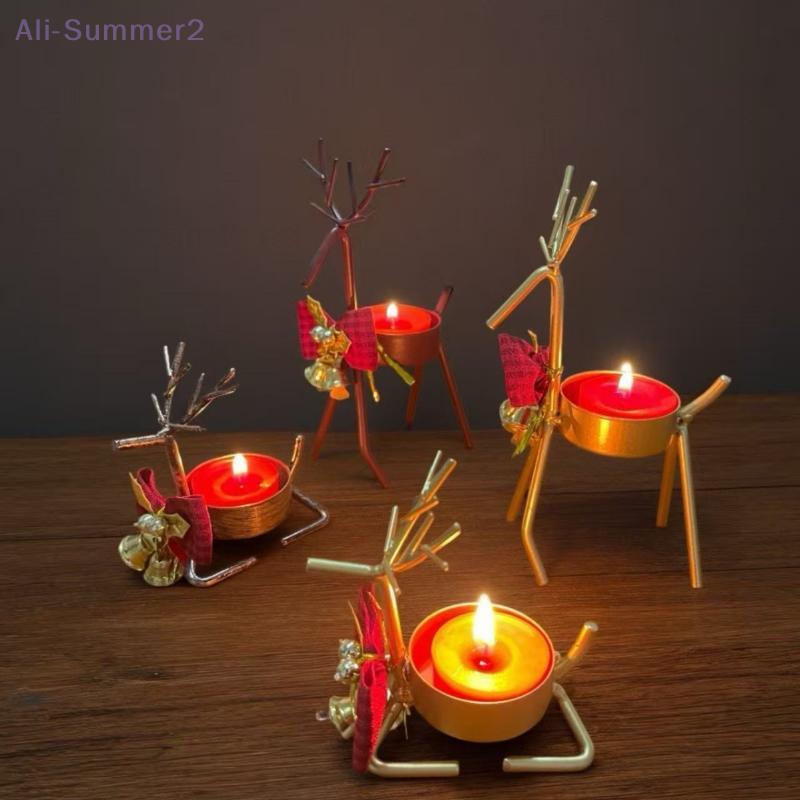 {MX} Creative Christmas Reindeer Candlestick Durable Iron Candle Holder Tea Light Holder DIY Xmas Party Home Table Decor