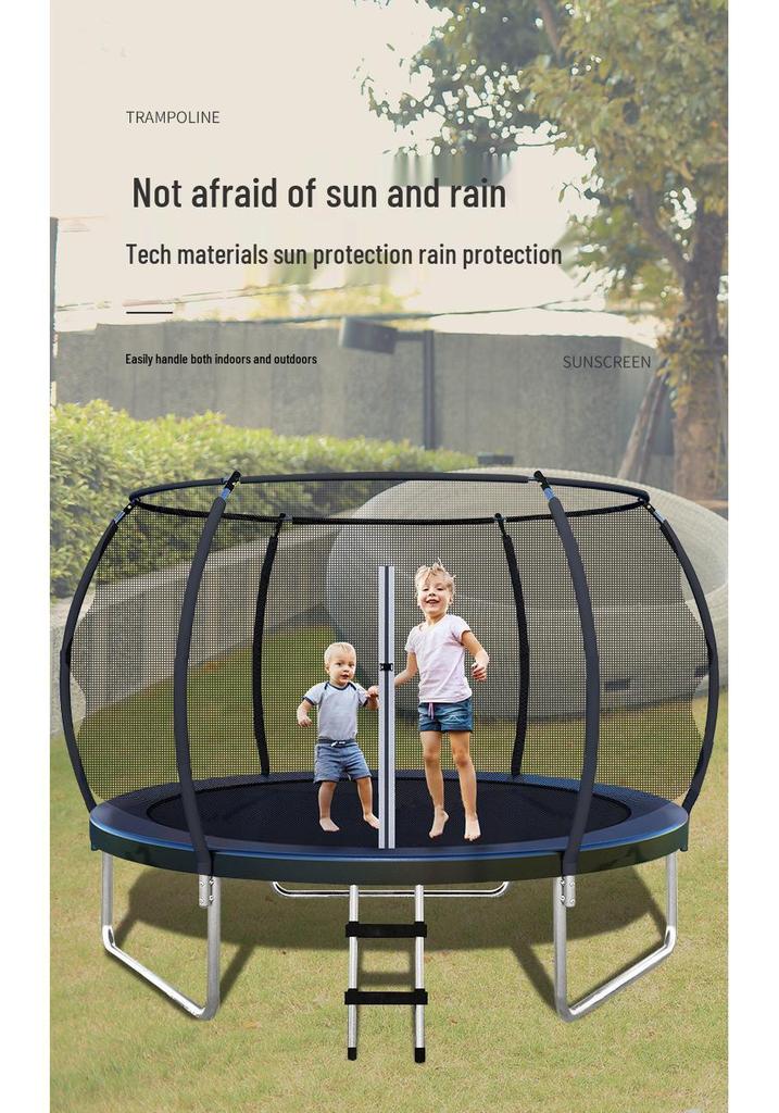 Indoor/Outdoor Kids Fitness Trampoline - Large Round Bouncing Bed for Home and Commercial Use