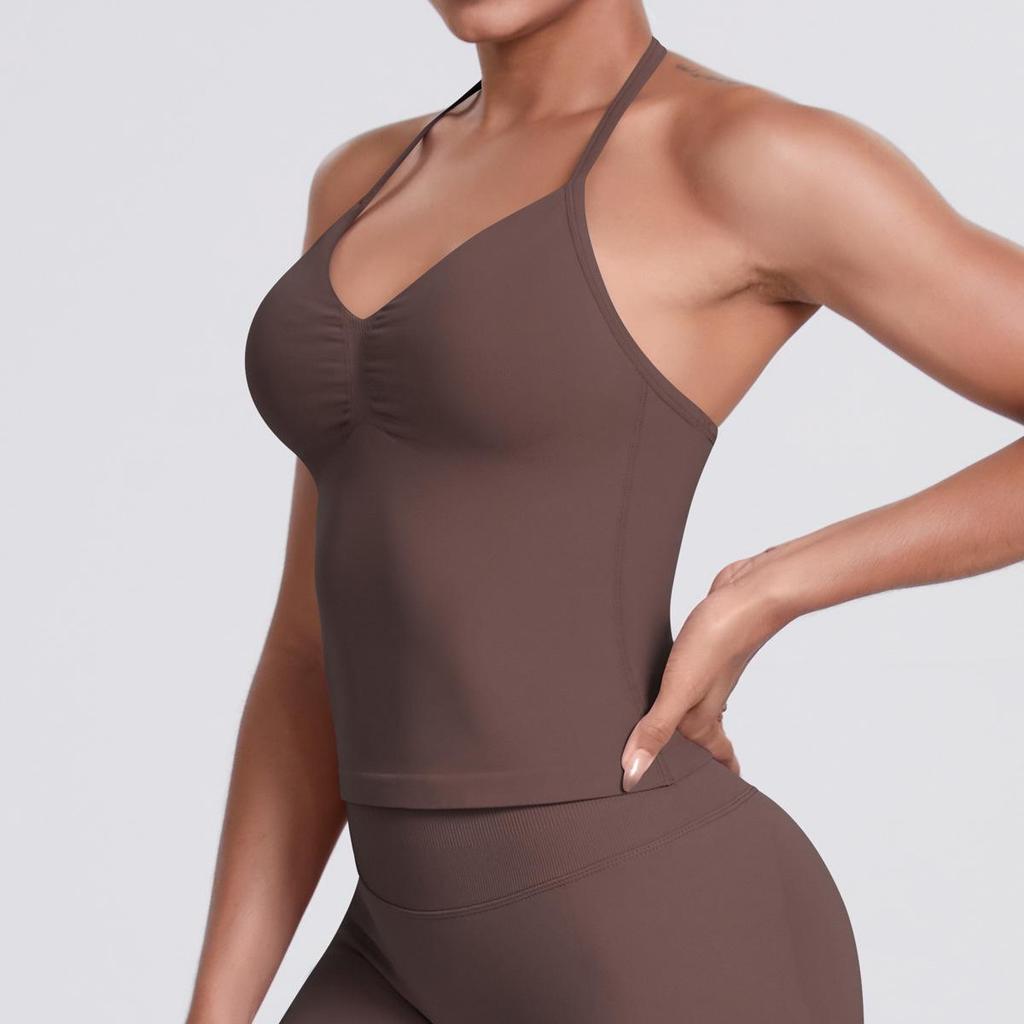 Seamless Solid Color Sexy Back Tank Top for Women - Yoga, Running, Fitness