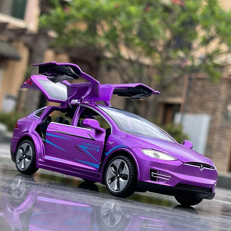 

1:32 Tesla Model X Model S Alloy Car Model Diecasts Metal Toy Vehicles Car Model Simulation Sound and Light Collection Gift