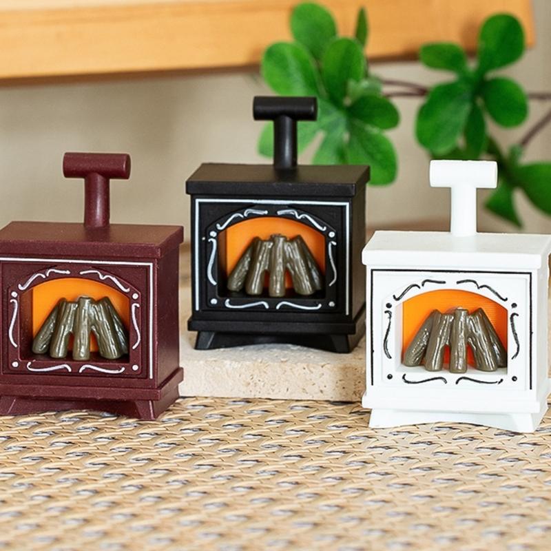 1/12 Doll House Fireplaces Lamp with Life like Flickering LED Flame Effect Scene Display Accessory Minaiture Furniture