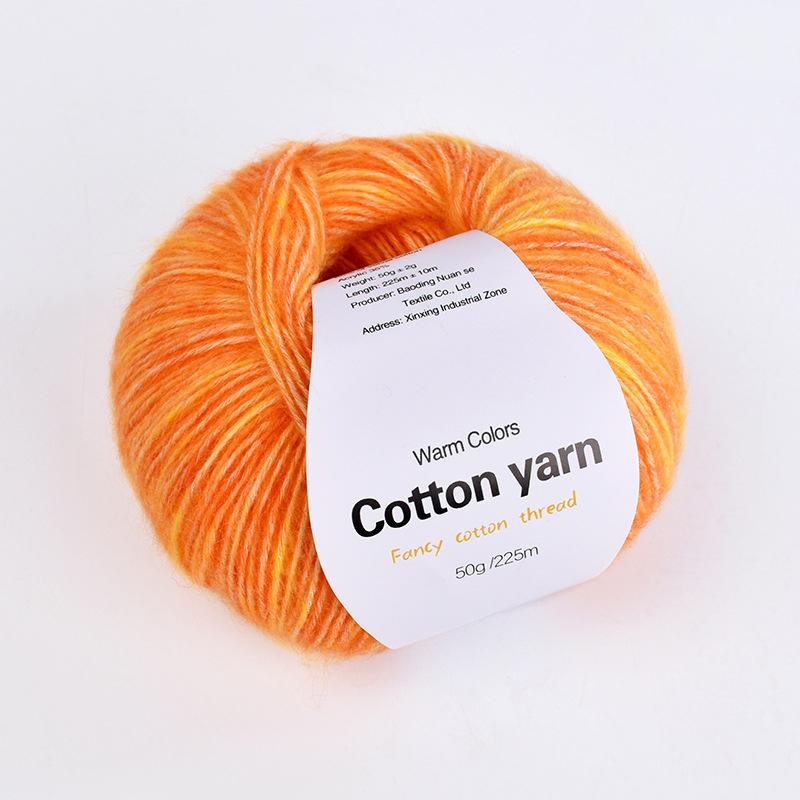 

1PC Hand Woven Pure Cotton Thread Handmade Line Gift Real Silk Wool Thread Segmented Dyed Wool Yarn Multi-element жёлтый/оранжевый