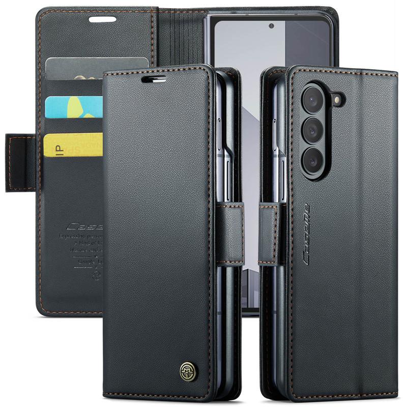 Magnetic Leather Wallet Multi Card Phone Case for Samsung Galaxy Z Fold 7 6 5 Fold6 Fold5 Shockproof Stand Cover Back Bag