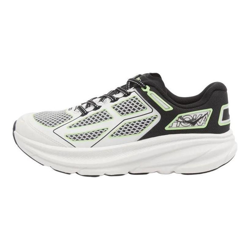 HOKA Clifton One9 White Black Green Unisex Sneakers 1155370-BWHT