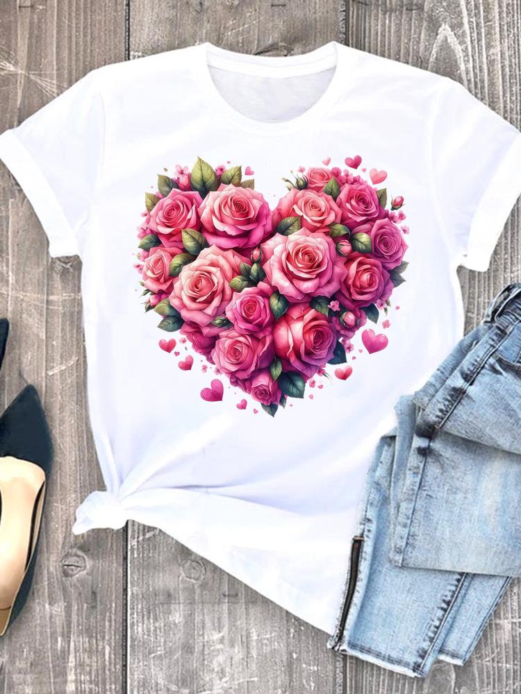 (Asian Size) Trend Style Short Sleeve T-shirts Lady Female Top Printed Fashion Clothing Women Graphic Casual T Shirt Tee