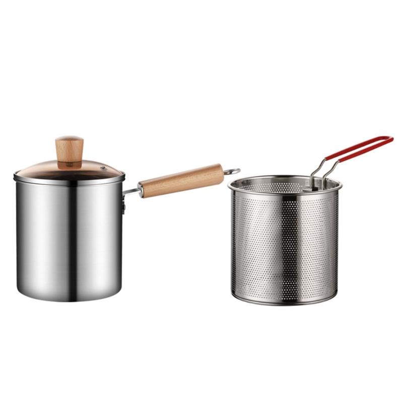 Oil Fryers Pot With Detachable Basket Stainless Steel Deep Fryers Frying Baking Pastry Tools Kitchen Cookware Easy to Use