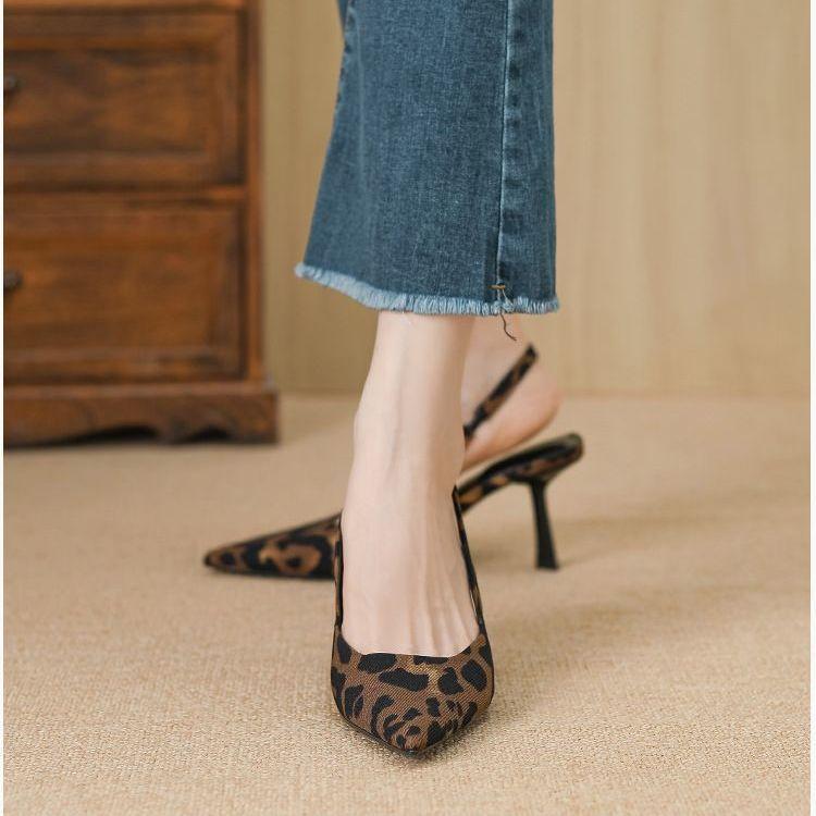 Fashion Women's Head Leopard Print Pointed High Heels Trend Elegant Ladys Heeled Sandals OfficeLuxury Party Women's Pumps Zapatos Mujer