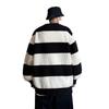 Sweater men's autumn and winter warm loose primer thread jacket American casual contrasting color trendy brand striped crew neck knitted sweater
