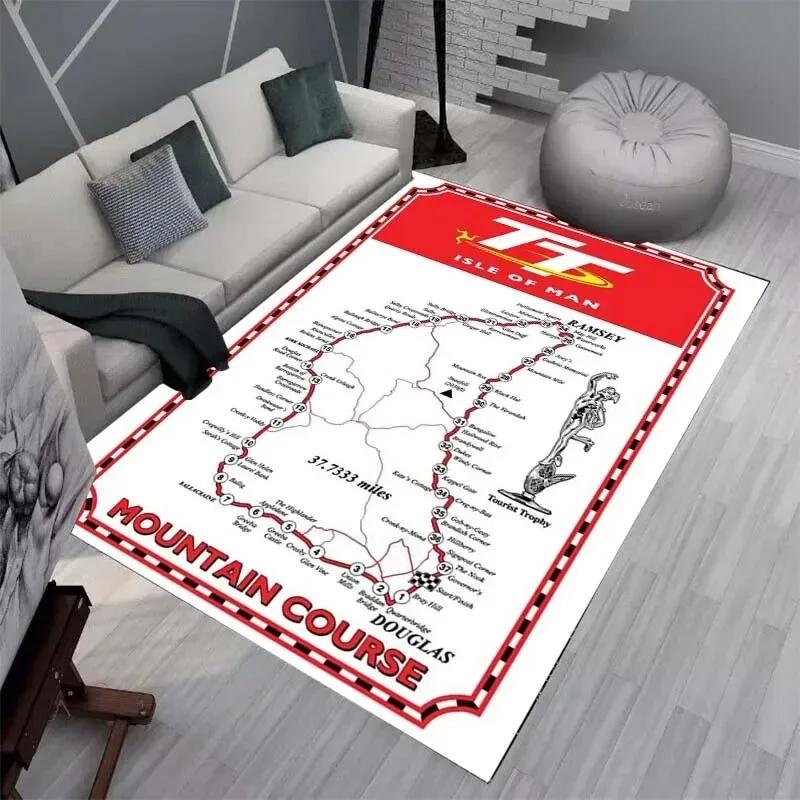 Isle of Man TT Teppiche und Läufer Motorradwettbewerb Teppich Wohnzimmer Schlafzimmer Dekoration Große Fläche Weicher Teppich Kinderzimmer Teppich